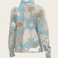  Island Horses on Sky Blue Loose Fitting Button Shirt