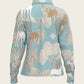  Island Horses on Sky Blue Loose Fitting Button Shirt