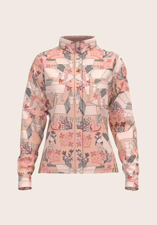  Maize on Peach Loose Fitting Button Shirt