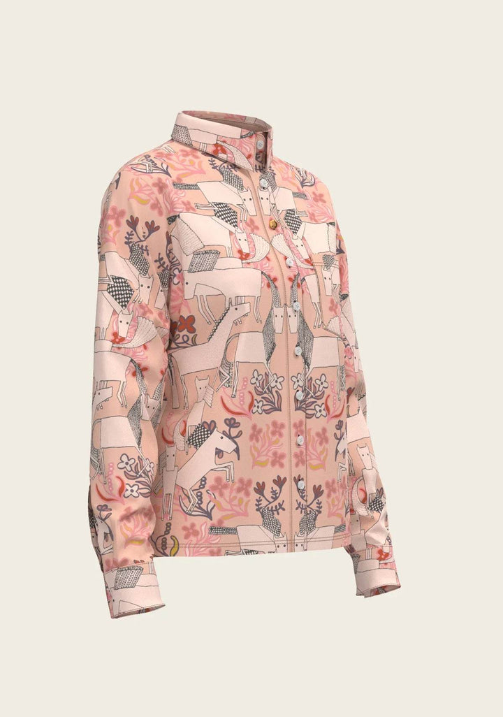  Maize on Peach Loose Fitting Button Shirt - GiFTiFY