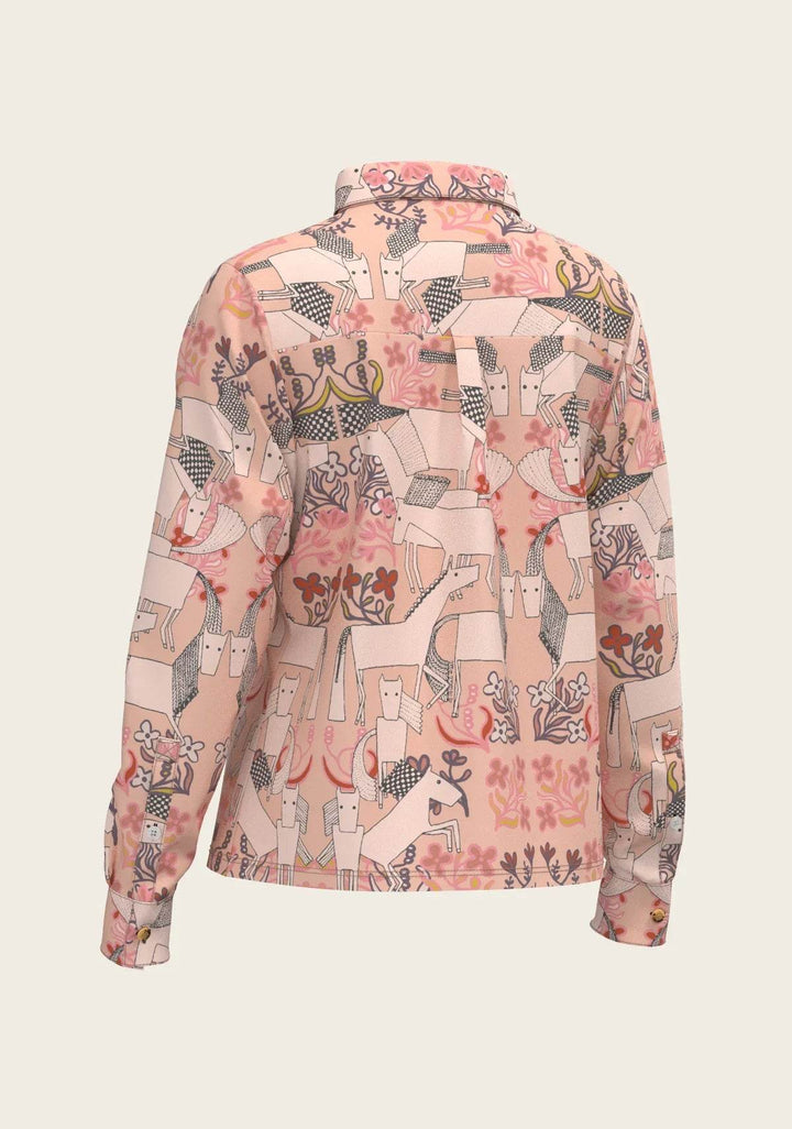  Maize on Peach Loose Fitting Button Shirt - GiFTiFY
