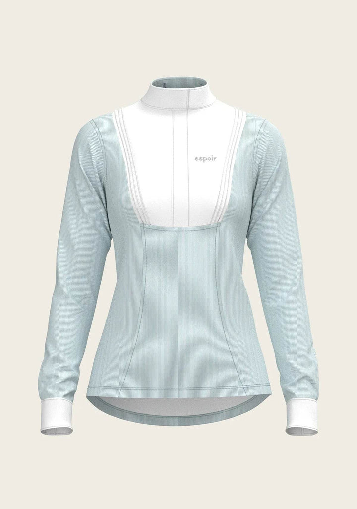  Stripes in Sky Blue Short Pleated Long Sleeve Show Shirt - GiFTiFY