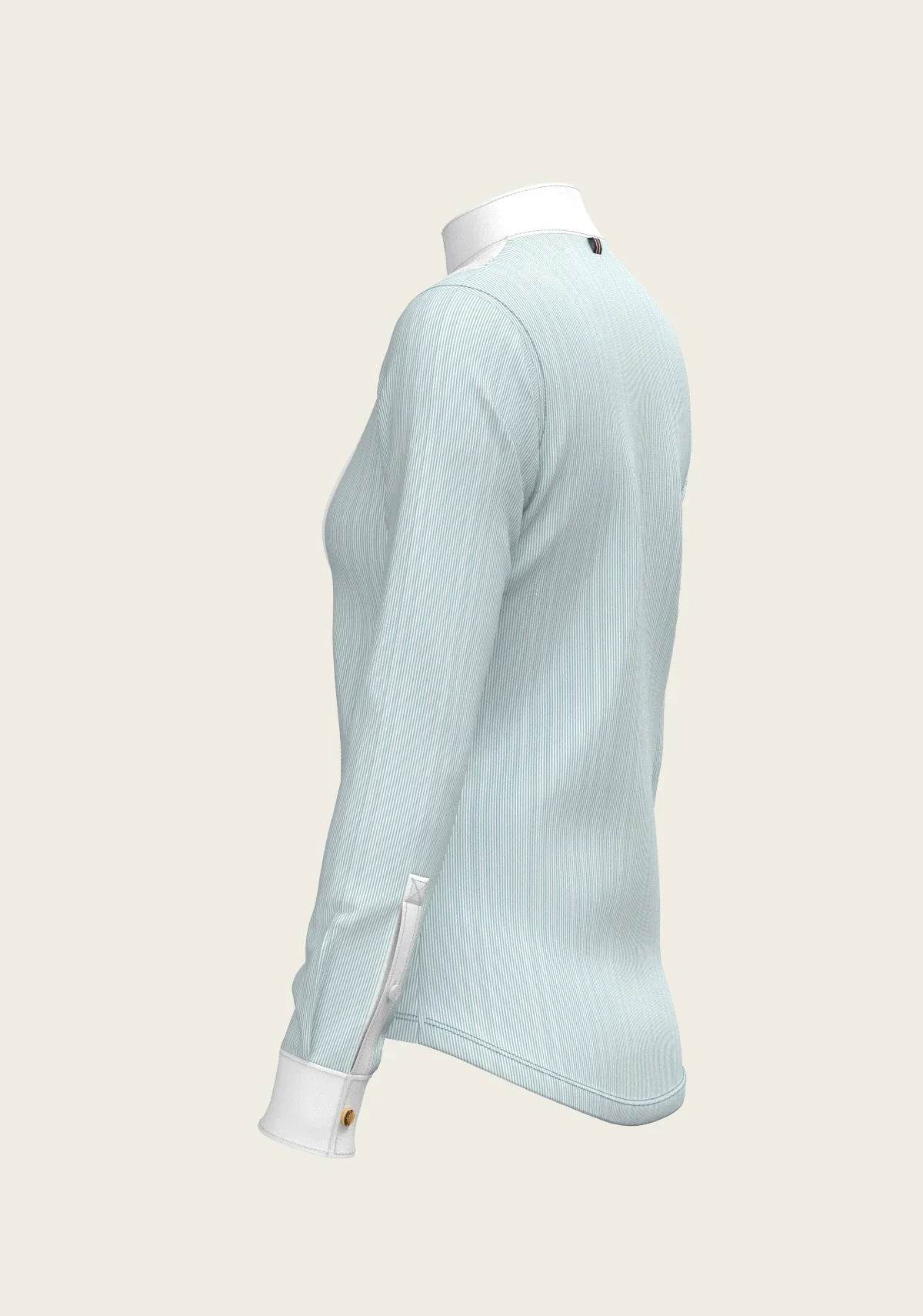  Stripes in Sky Blue Short Pleated Long Sleeve Show Shirt - GiFTiFY