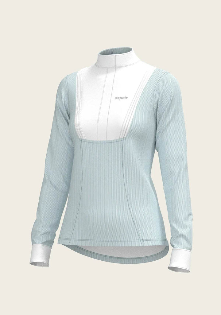  Stripes in Sky Blue Short Pleated Long Sleeve Show Shirt - GiFTiFY