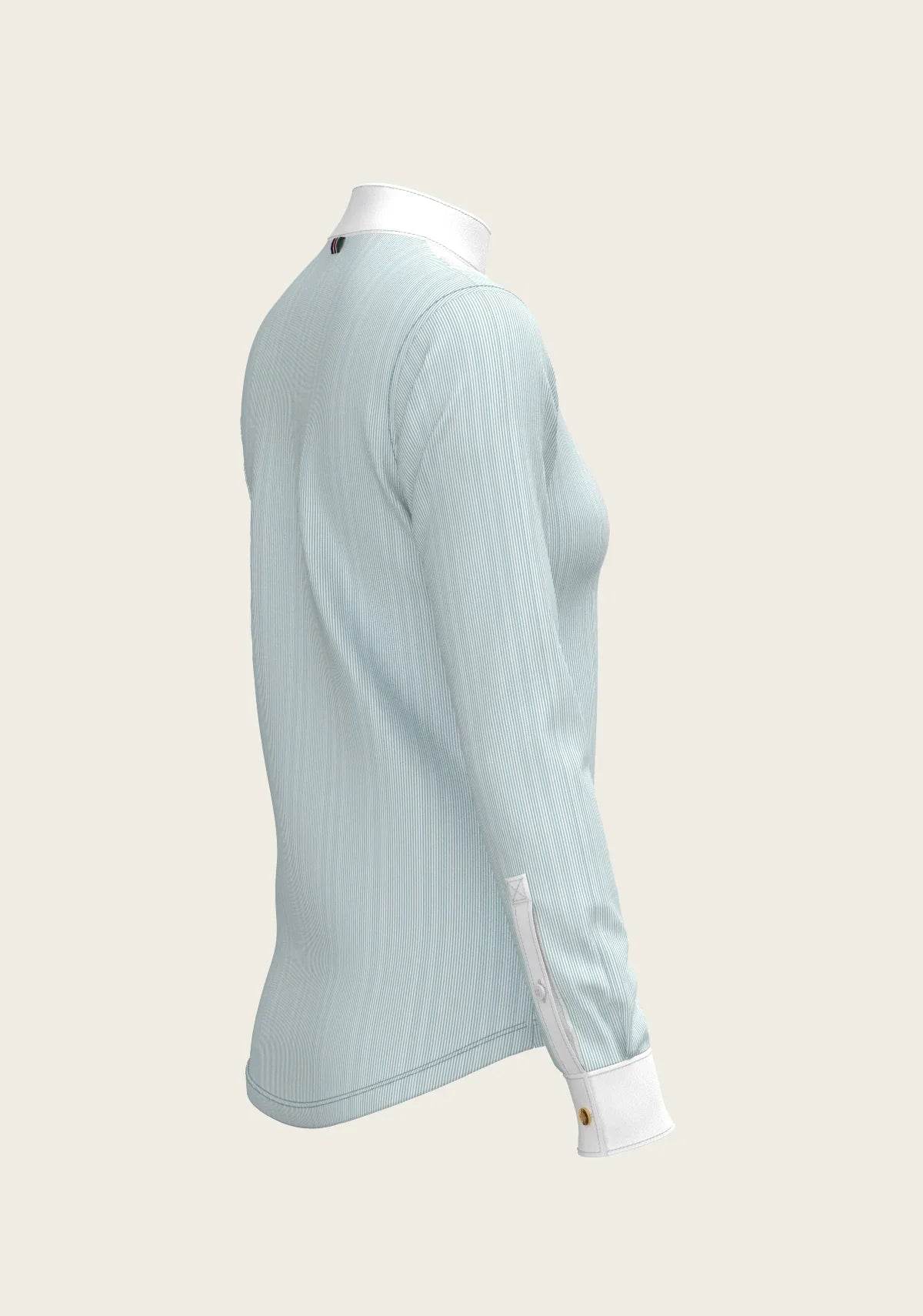  Stripes in Sky Blue Short Pleated Long Sleeve Show Shirt - GiFTiFY