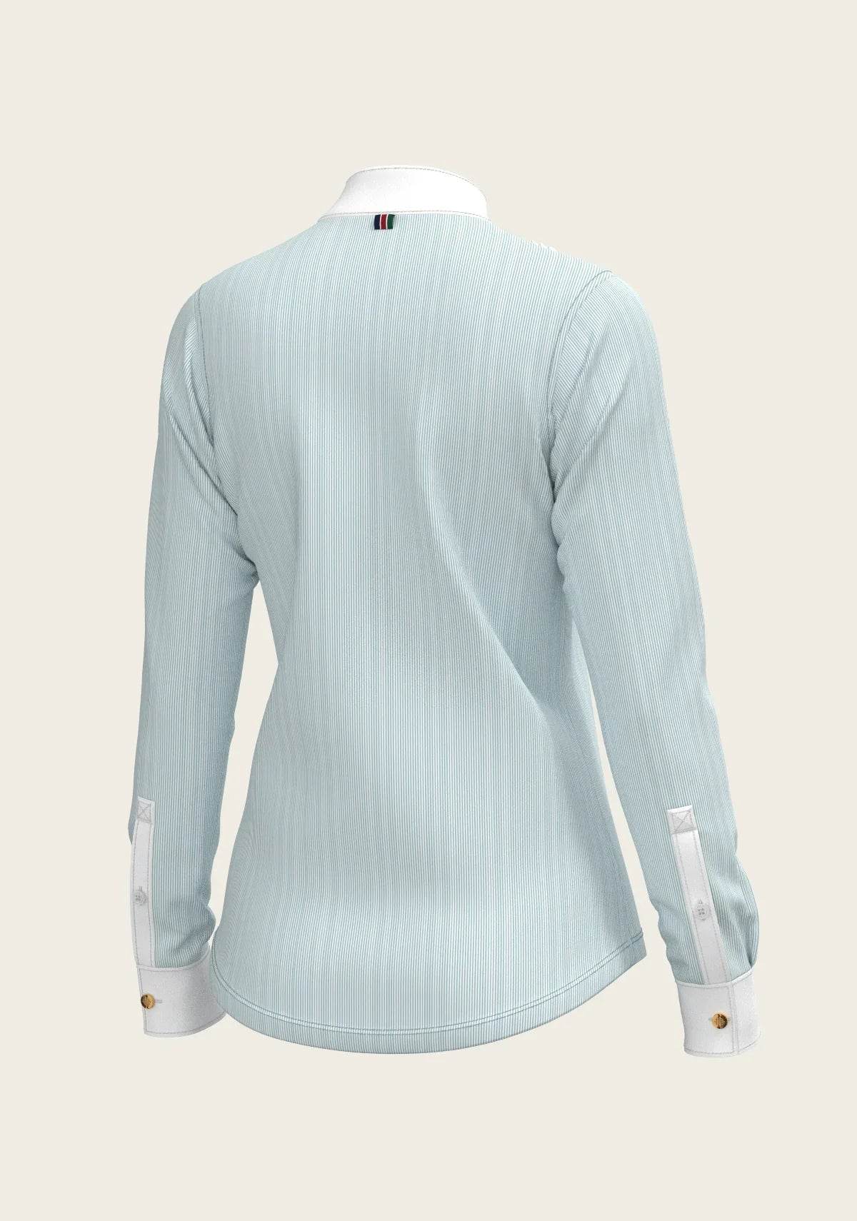  Stripes in Sky Blue Short Pleated Long Sleeve Show Shirt - GiFTiFY