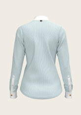  Stripes in Sky Blue Short Pleated Long Sleeve Show Shirt - GiFTiFY