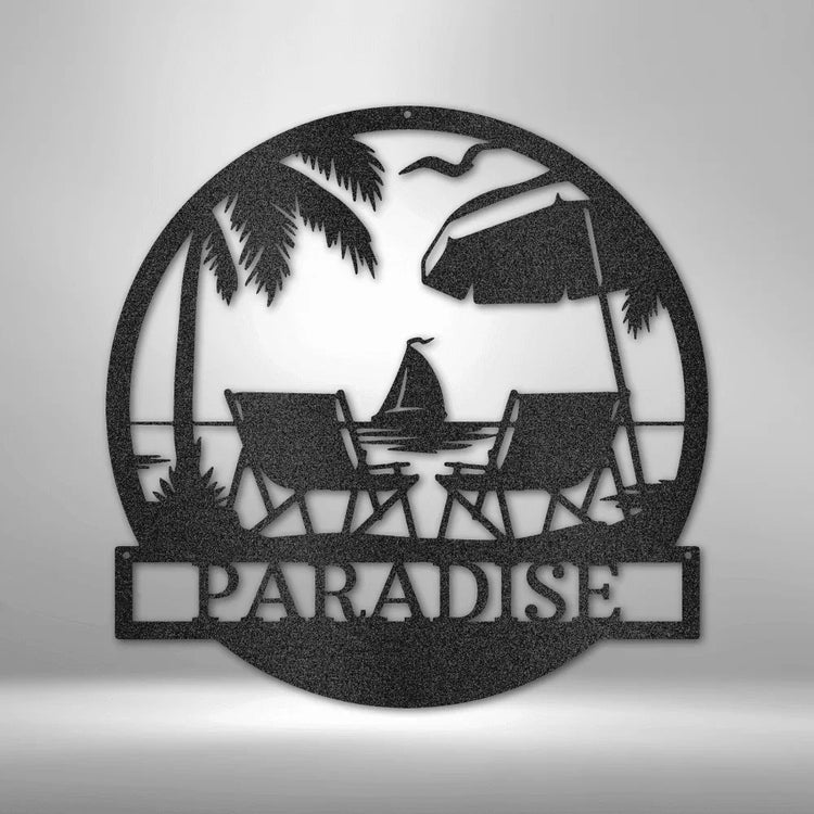 Beach Paradise Personalized Gifts - Custom Metal Sign - GiFTiFY