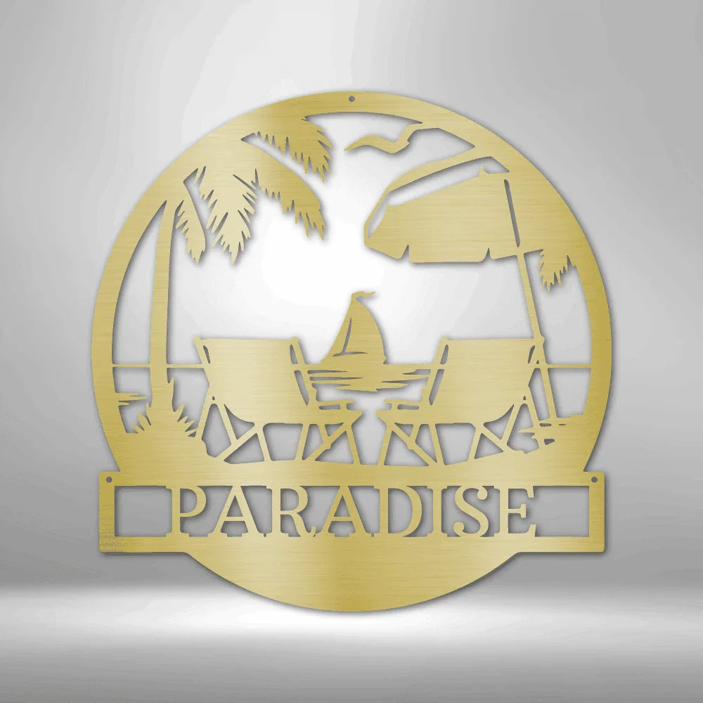 Beach Paradise Personalized Gifts - Custom Metal Sign - GiFTiFY