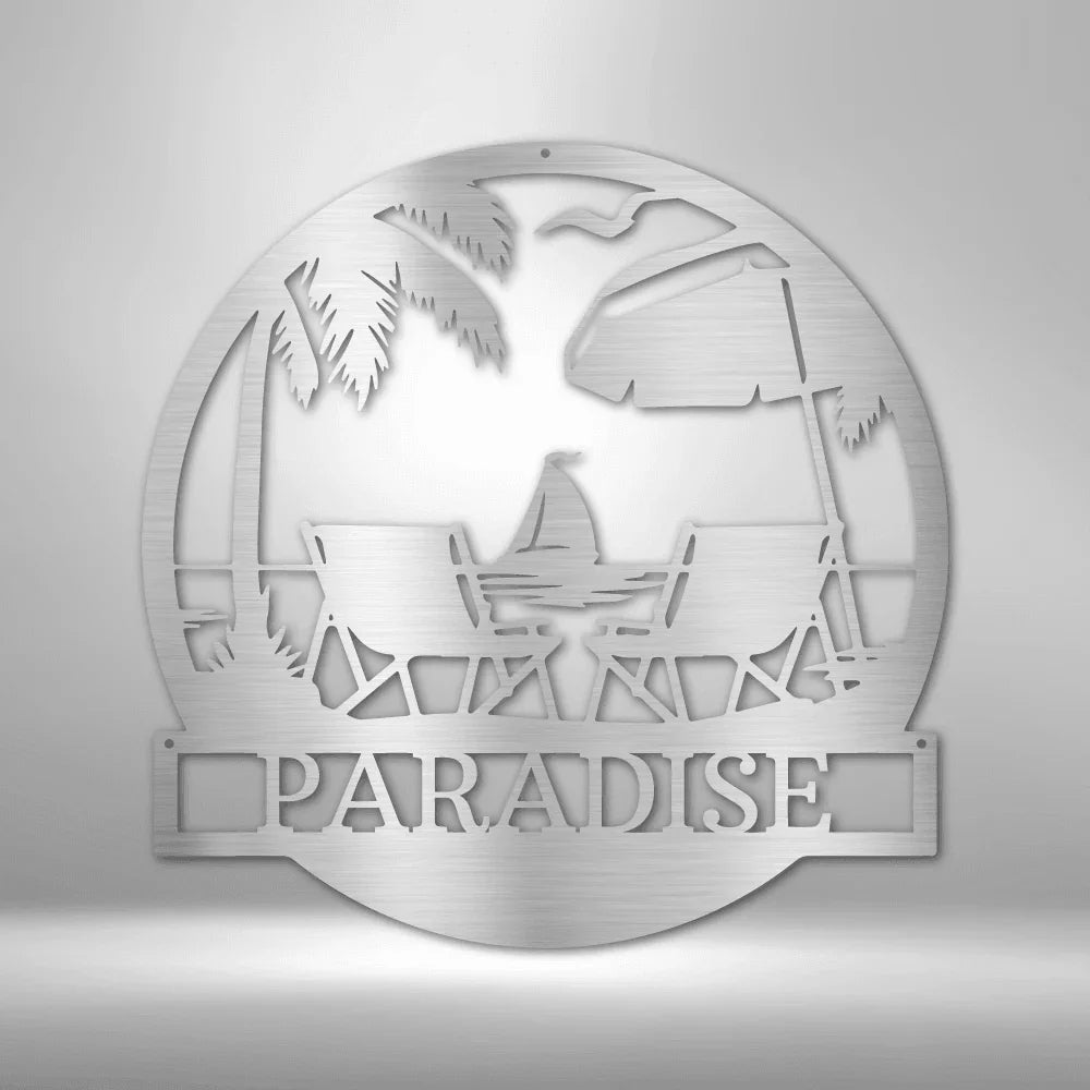 Beach Paradise Personalized Gifts - Custom Metal Sign - GiFTiFY