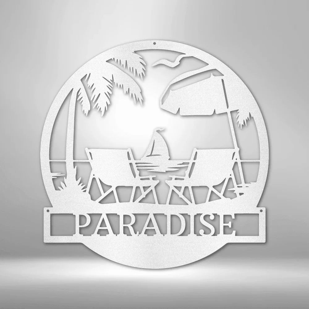 Beach Paradise Personalized Gifts - Custom Metal Sign - GiFTiFY