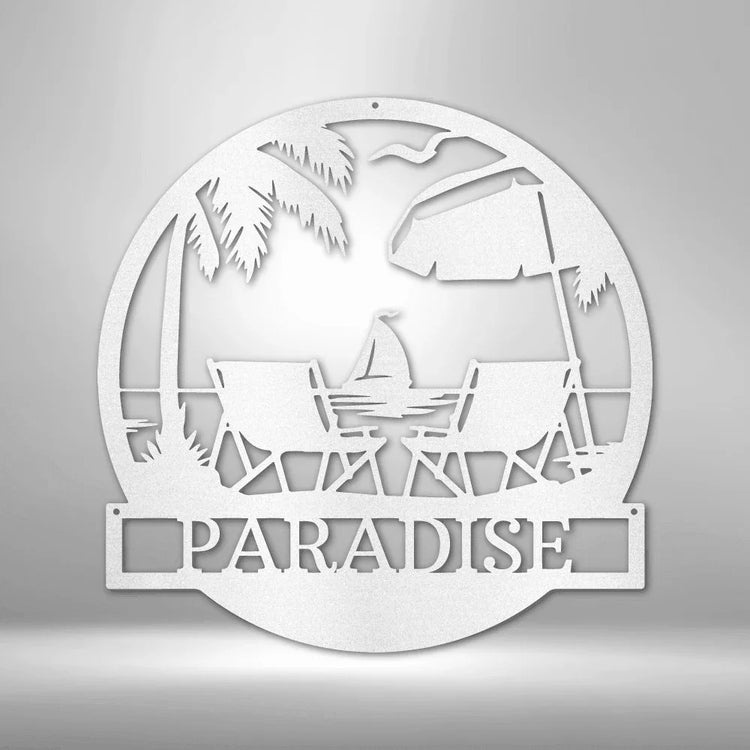 Beach Paradise Personalized Gifts - Custom Metal Sign - GiFTiFY