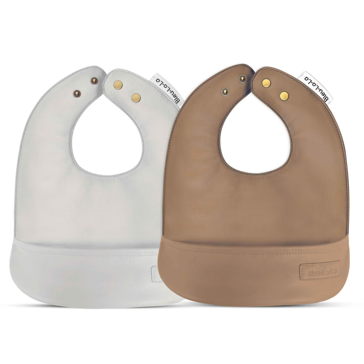 Classic - Set of Soft Vegan Leather Easy Clean Bibs 0-12 Months - GiFTiFY