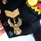Handcrafted Royal Military Pet Suit Gold Trimmed Dog Outfit Jacket Suit Shirt Two-Piece Prince Uniform Badge