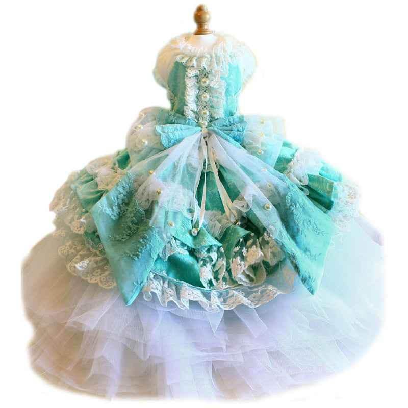 Handmade Luxury Dog Trailing Dress Pet Clinoline Weddings Gown - GiFTiFY