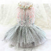 Handmade Glamorous Sequin Feather Pet Clothing Elegant Sparkling Dog Princess Dress - GiFTiFY