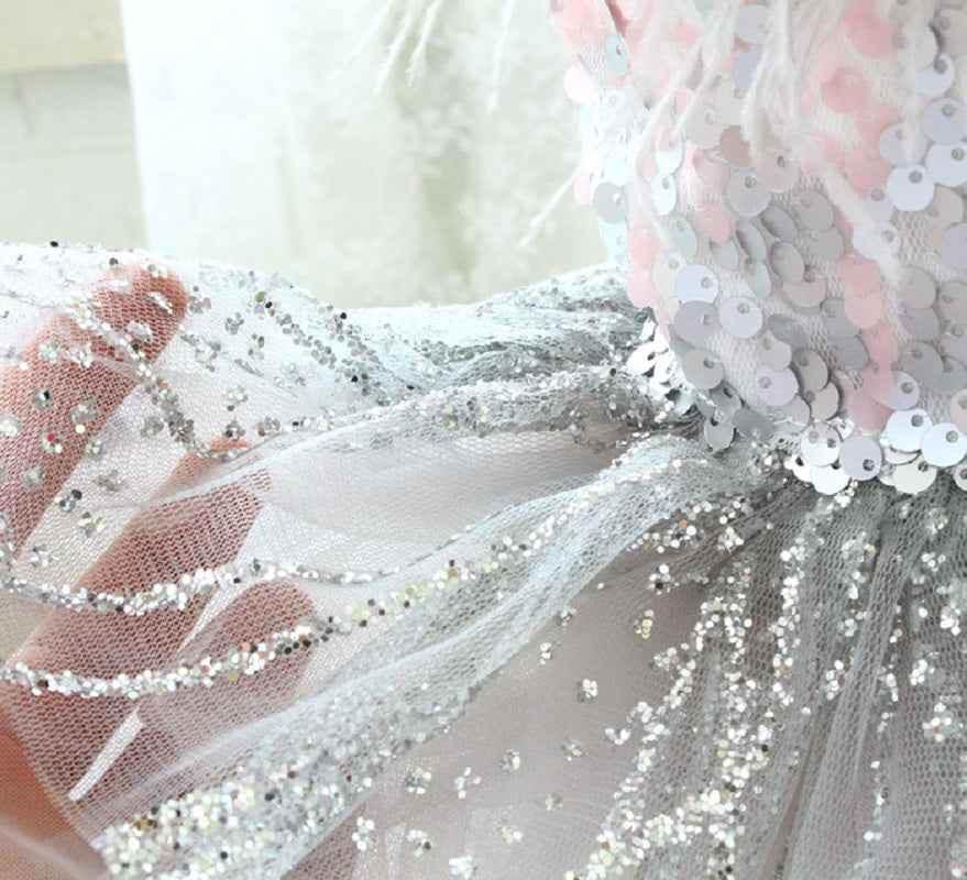 Handmade Glamorous Sequin Feather Pet Clothing Elegant Sparkling Dog Princess Dress - GiFTiFY