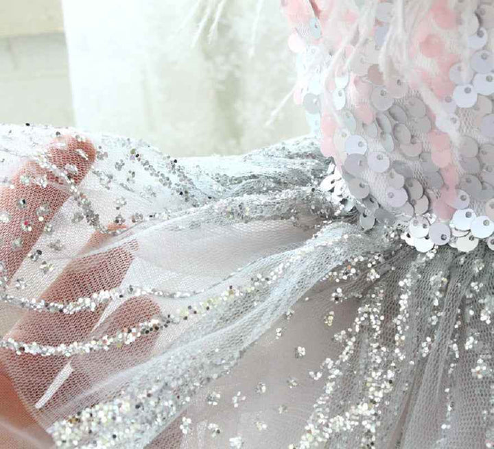 Handmade Glamorous Sequin Feather Pet Clothing Elegant Sparkling Dog Princess Dress - GiFTiFY