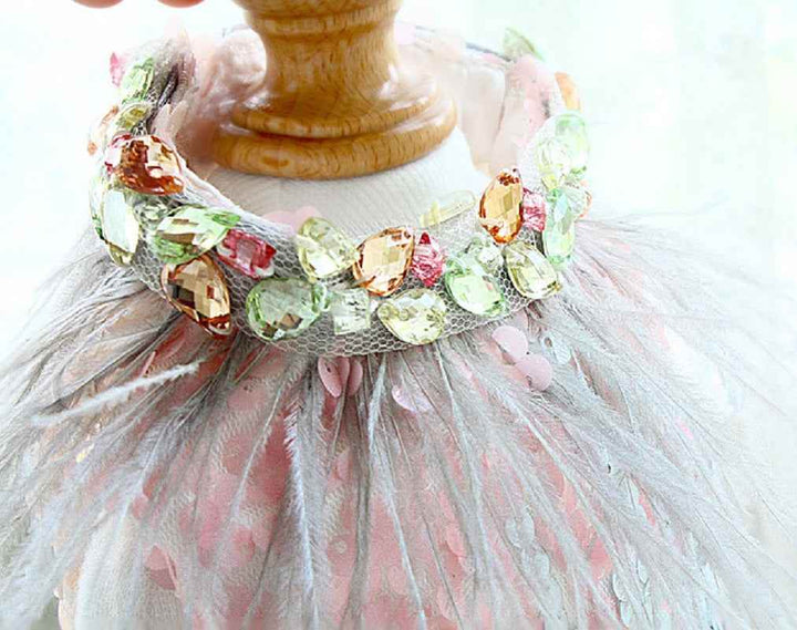 Handmade Glamorous Sequin Feather Pet Clothing Elegant Sparkling Dog Princess Dress - GiFTiFY