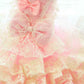 Elegant Pink Lace Dog Dress Trailing Handcrafted Princess Tutu Gown for Wedding Party