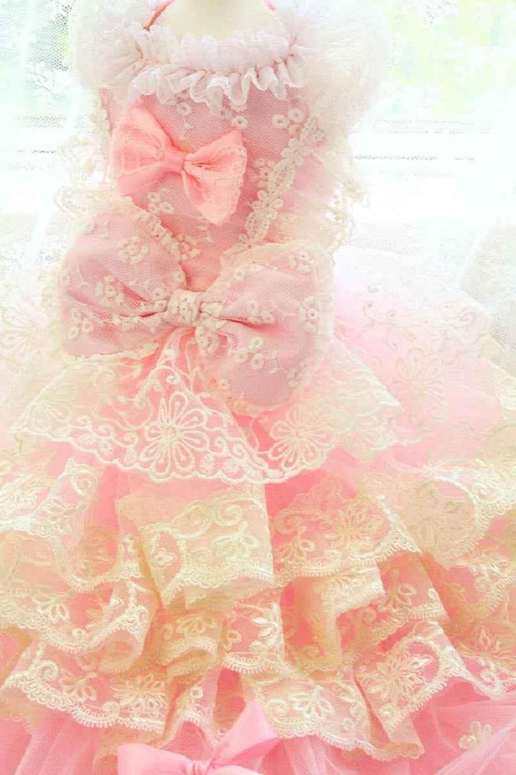Elegant Pink Lace Dog Dress Trailing Handcrafted Princess Tutu Gown for Wedding Party - GiFTiFY
