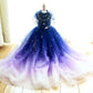 Handmade Elegant Gradient Pearl Dog Gown Luxurious Pet Princess Dress Tulle Trailing Dress