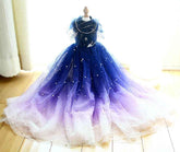 Handmade Elegant Gradient Pearl Dog Gown Luxurious Pet Princess Dress Tulle Trailing Dress - GiFTiFY