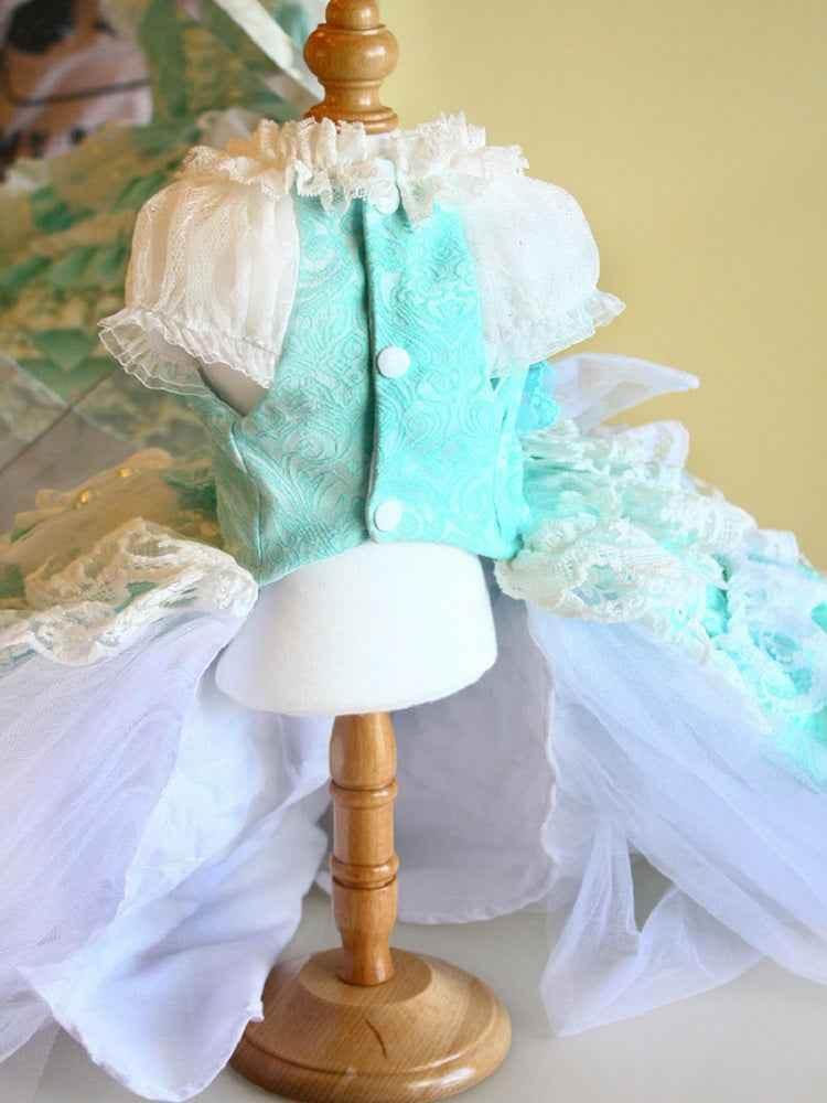 Handmade Luxury Dog Trailing Dress Pet Clinoline Weddings Gown - GiFTiFY