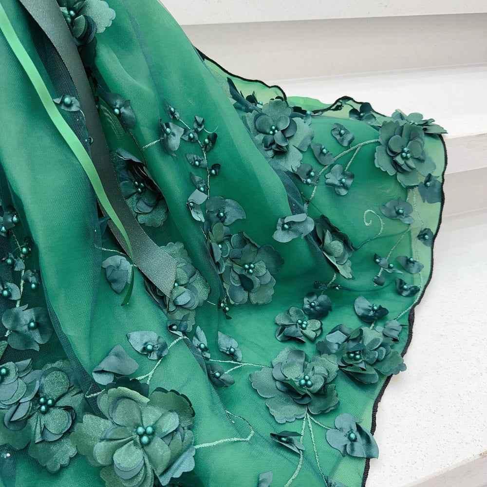 Emerald Green Floral Pet Gown | Luxury Dog Dress for Weddings & Special Occasions - GiFTiFY