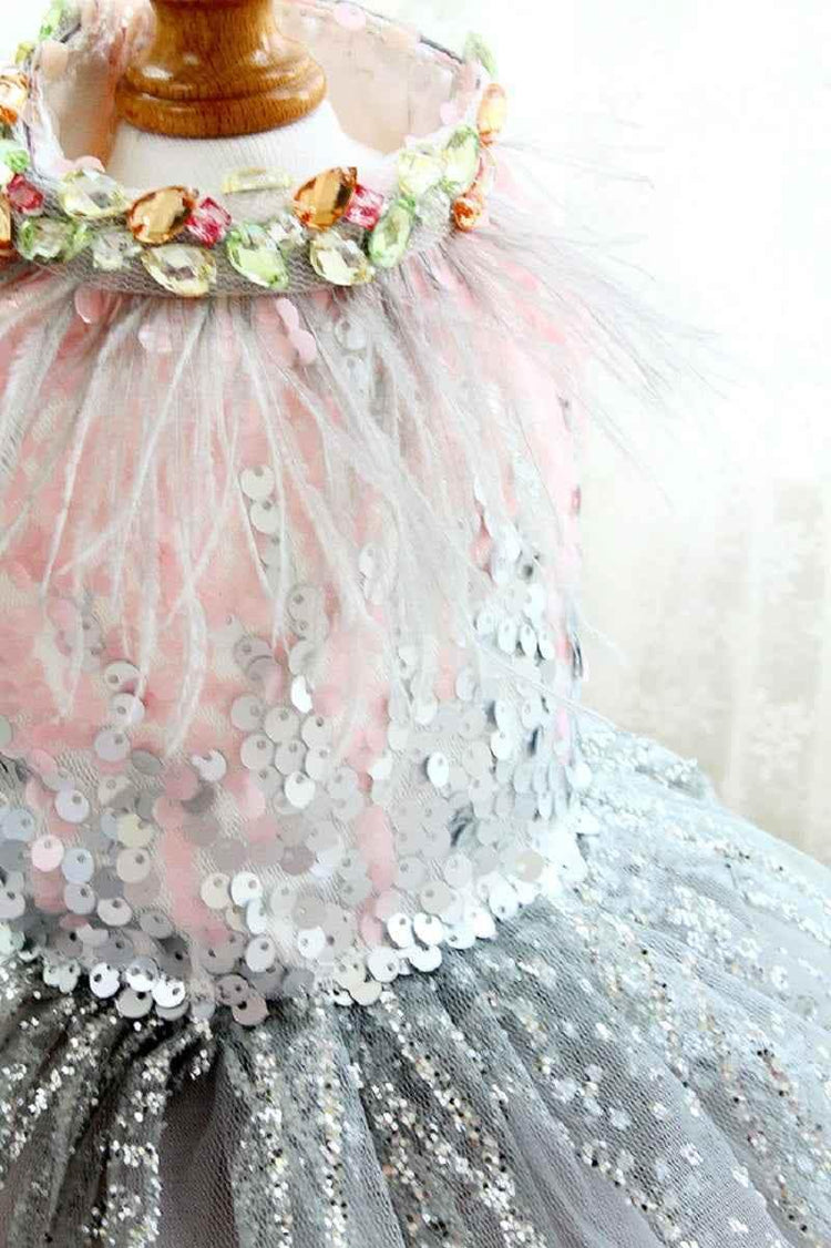 Handmade Glamorous Sequin Feather Pet Clothing Elegant Sparkling Dog Princess Dress - GiFTiFY