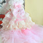 Elegant Pink Lace Dog Dress Trailing Handcrafted Princess Tutu Gown for Wedding Party