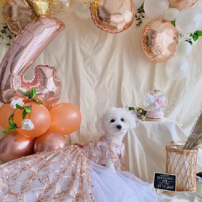 Sequin Pet Dress Luxury Dog Gown Cats Princess Trailing Dress Party Birthday - GiFTiFY