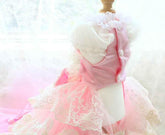 Elegant Pink Lace Dog Dress Trailing Handcrafted Princess Tutu Gown for Wedding Party - GiFTiFY