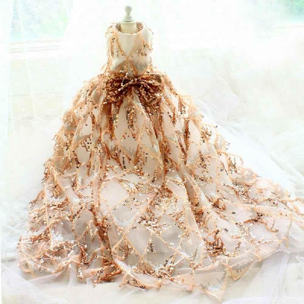 Sequin Pet Dress Luxury Dog Gown Cats Princess Trailing Dress Party Birthday - GiFTiFY