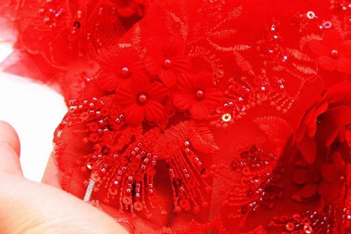 Handmade Luxury Pet Gown Red Lace Princess Dog Dress Weddings Special Occasions Photo Shoots Holiday Birthday - GiFTiFY