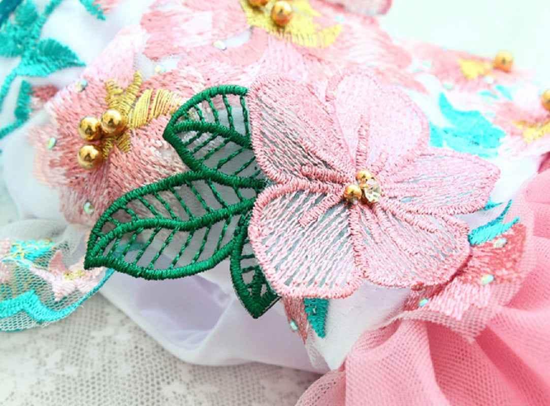 Handmade Dog Clothes Peony Pavilion Light Silk Embroidery Pet Dress - GiFTiFY