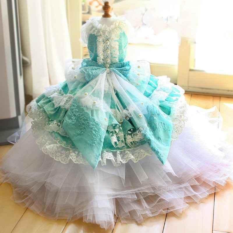 Handmade Luxury Dog Trailing Dress Pet Clinoline Weddings Gown - GiFTiFY