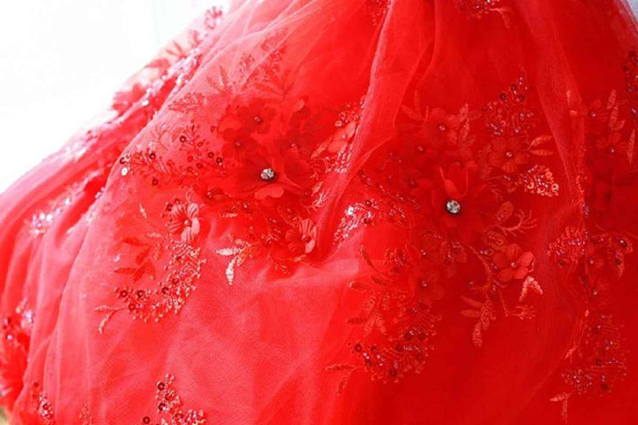 Handmade Luxury Pet Gown Red Lace Princess Dog Dress Weddings Special Occasions Photo Shoots Holiday Birthday - GiFTiFY