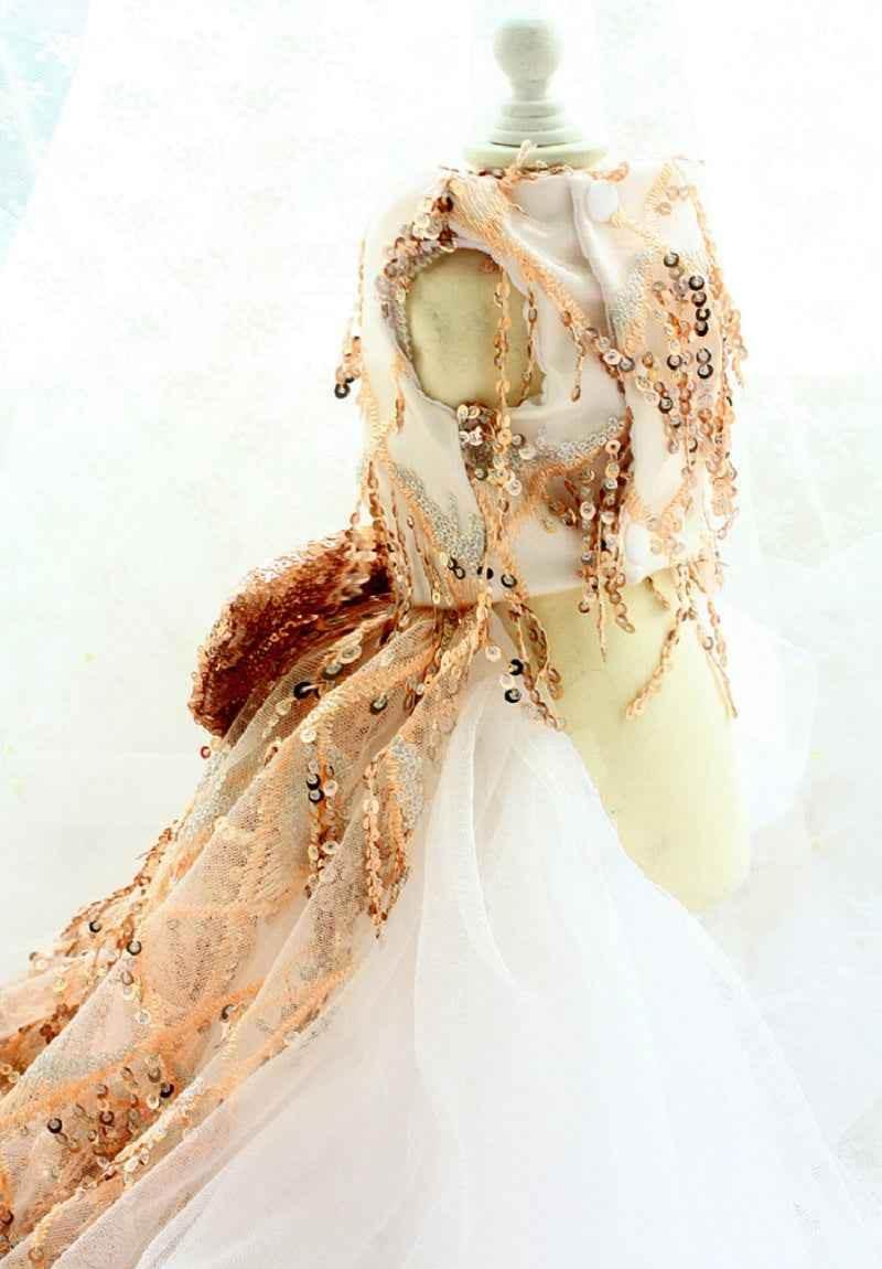 Sequin Pet Dress Luxury Dog Gown Cats Princess Trailing Dress Party Birthday - GiFTiFY