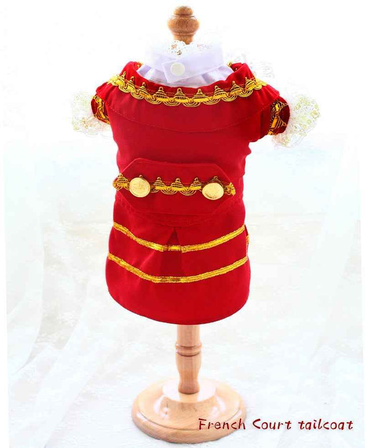 Handmade Regal French Court Dog Clothes Tailcoat Luxury Pet Suit With Shirt Lace and Gold Detailing - GiFTiFY