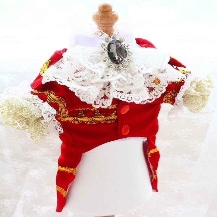 Handmade Regal French Court Dog Clothes Tailcoat Luxury Pet Suit With Shirt Lace and Gold Detailing - GiFTiFY