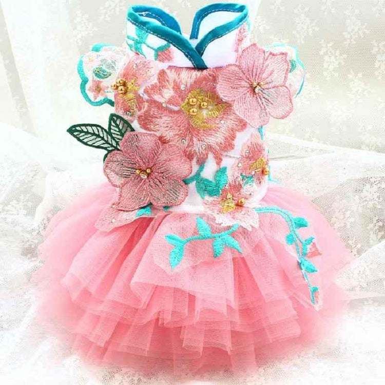 Handmade Dog Clothes Peony Pavilion Light Silk Embroidery Pet Dress - GiFTiFY