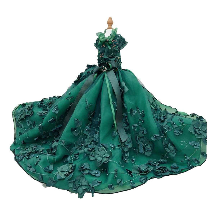 Emerald Green Floral Pet Gown | Luxury Dog Dress for Weddings & Special Occasions - GiFTiFY