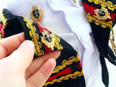 Handcrafted Royal Military Pet Suit Gold Trimmed Dog Outfit Jacket Suit Shirt Two-Piece Prince Uniform Badge - GiFTiFY