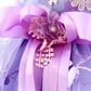 Handmade Luxury Pet Trailing Dress Dogs Cats Floral Embroidered Purple Gown