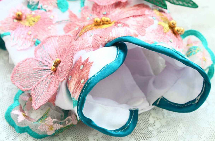 Handmade Dog Clothes Peony Pavilion Light Silk Embroidery Pet Dress - GiFTiFY