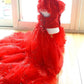 Handmade Luxury Pet Gown Red Lace Princess Dog Dress Weddings Special Occasions Photo Shoots Holiday Birthday