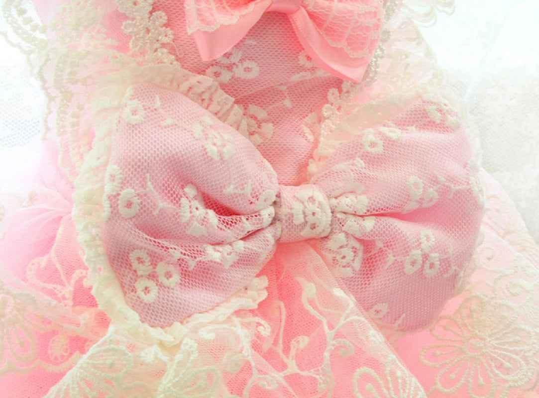 Elegant Pink Lace Dog Dress Trailing Handcrafted Princess Tutu Gown for Wedding Party - GiFTiFY