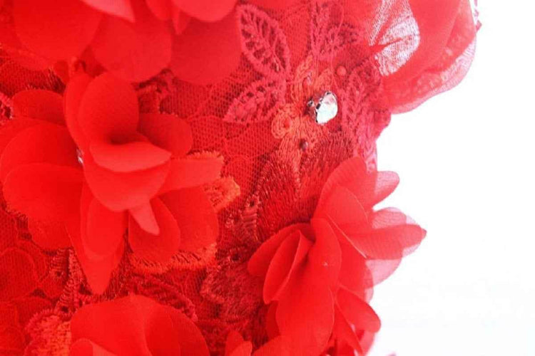 Handmade Luxury Pet Gown Red Lace Princess Dog Dress Weddings Special Occasions Photo Shoots Holiday Birthday - GiFTiFY