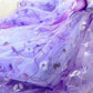 Handmade Luxury Pet Trailing Dress Dogs Cats Floral Embroidered Purple Gown